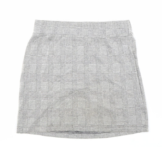 New Look Girls Grey Geometric Polyester A-Line Skirt Size 12-13 Years Regular Zip