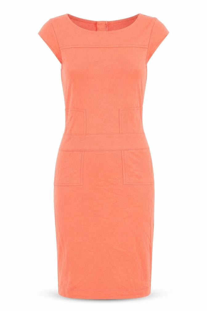 French Connection Womens Orange Polyester Bodycon Size 10 Boat Neck Zip