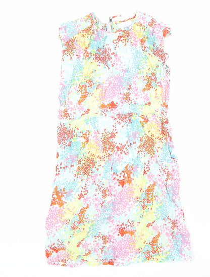 John Lewis Womens Multicoloured Geometric Viscose Shift Size 12 Round Neck Zip