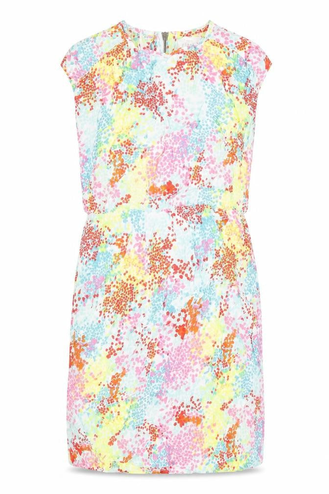 John Lewis Womens Multicoloured Geometric Viscose Shift Size 12 Round Neck Zip