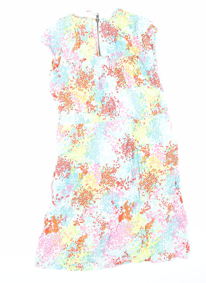 John Lewis Womens Multicoloured Geometric Viscose Shift Size 12 Round Neck Zip