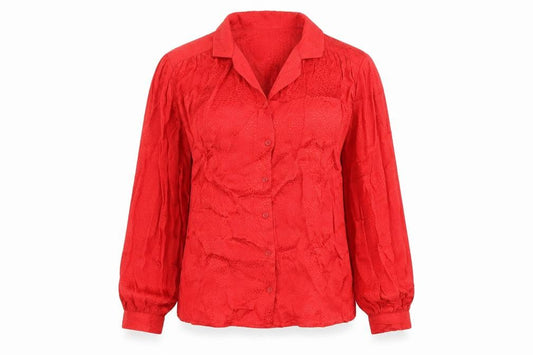 Topshop Womens Red Viscose Basic Button-Up Size 8 Collared