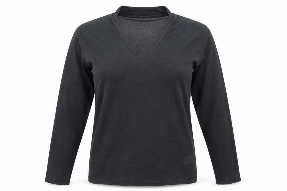 Papaya Womens Black Polyester Basic T-Shirt Size 12 V-Neck