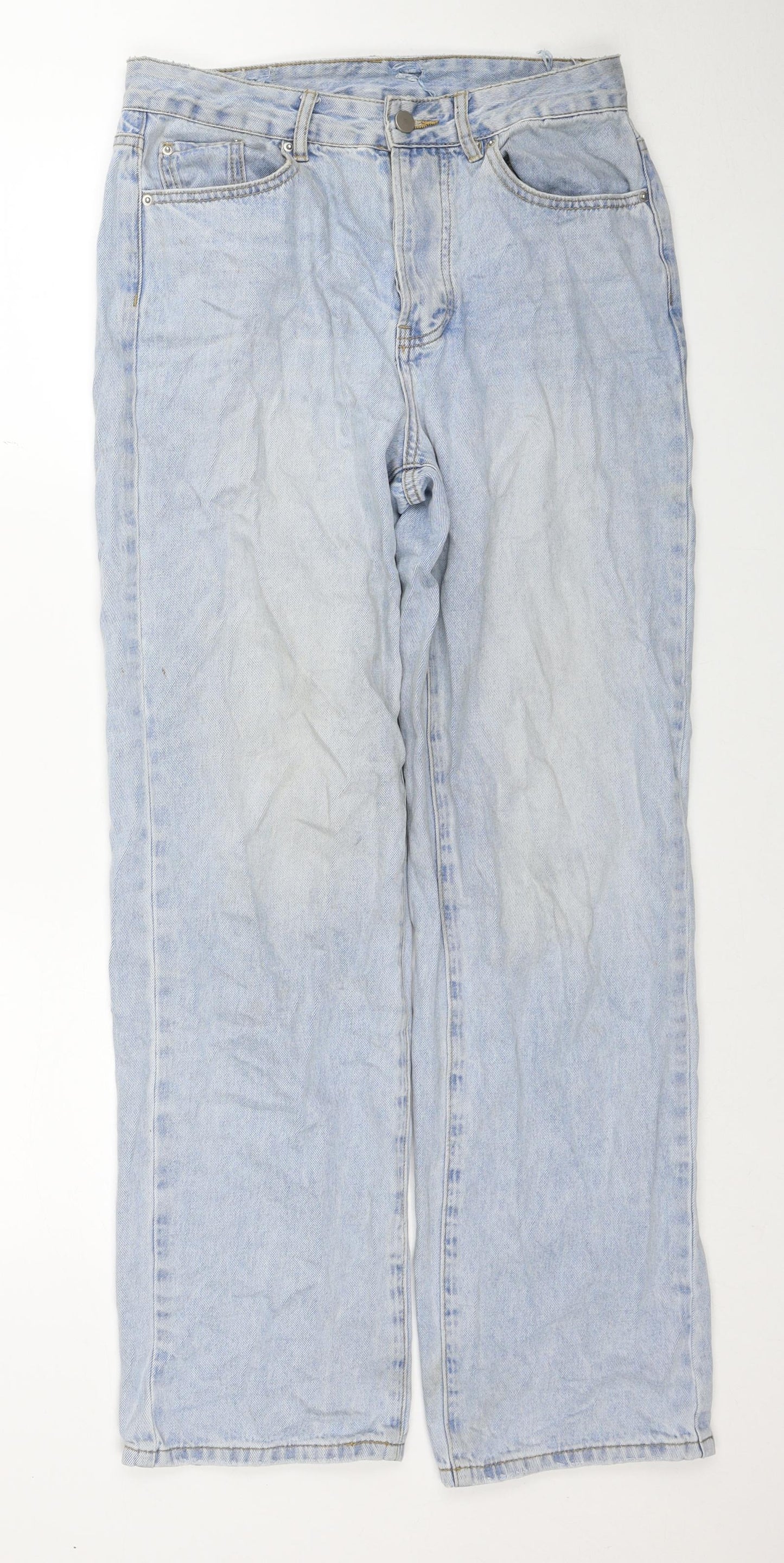 Preworn Womens Blue Cotton Straight Jeans Size 30 in Regular Zip