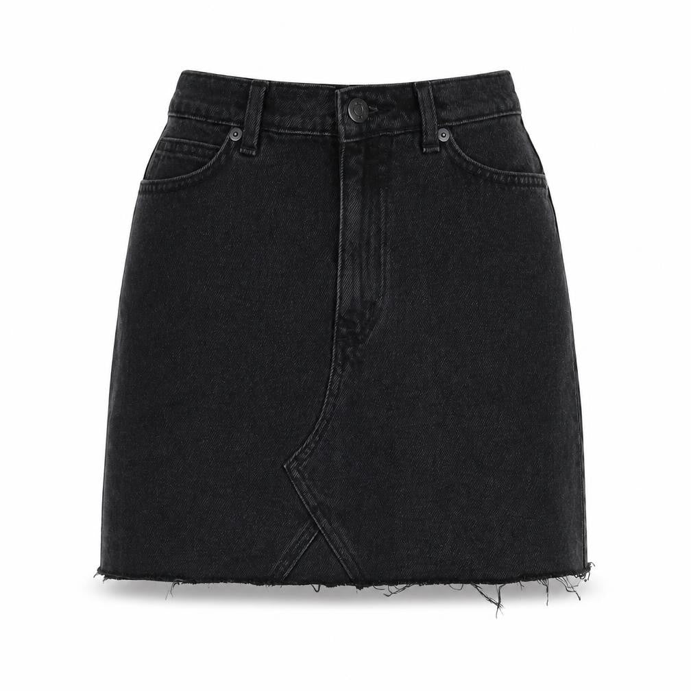 Monki Womens Black Cotton Mini Skirt Size 6 Zip