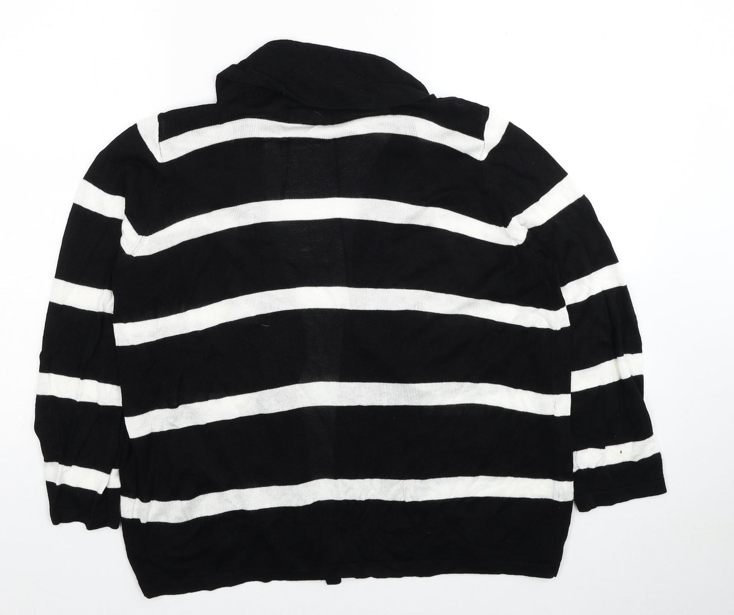 Cyrus Womens Black V-Neck Striped Viscose Cardigan Jumper Size L