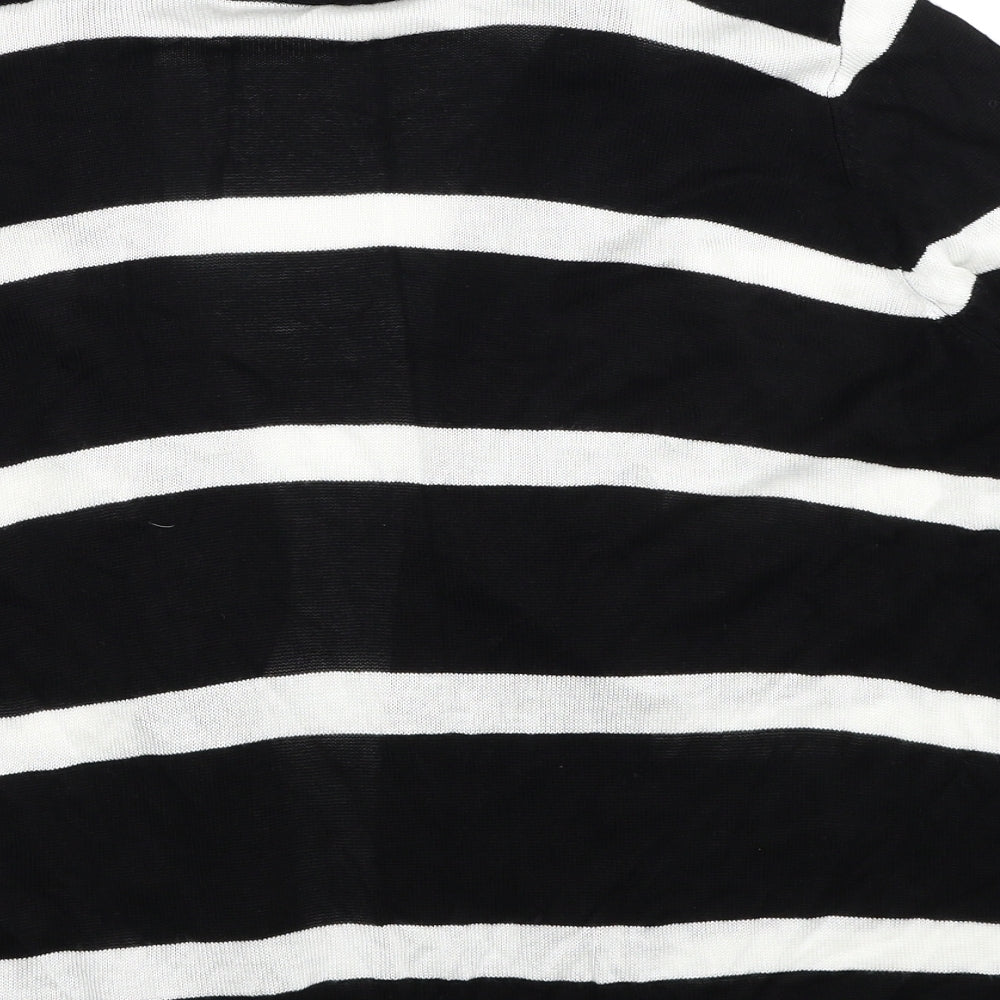 Cyrus Womens Black V-Neck Striped Viscose Cardigan Jumper Size L