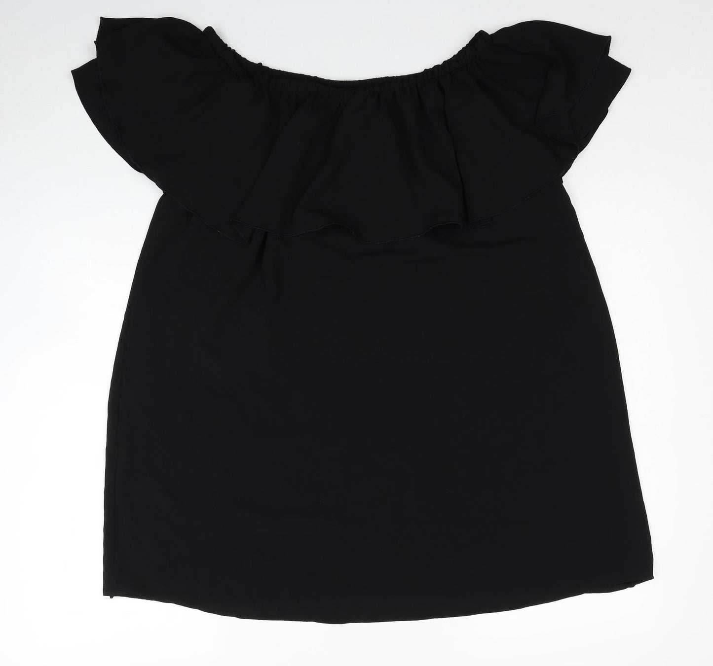 Queenie Womens Black Polyester Mini Size M Off the Shoulder Pullover - Size M-L