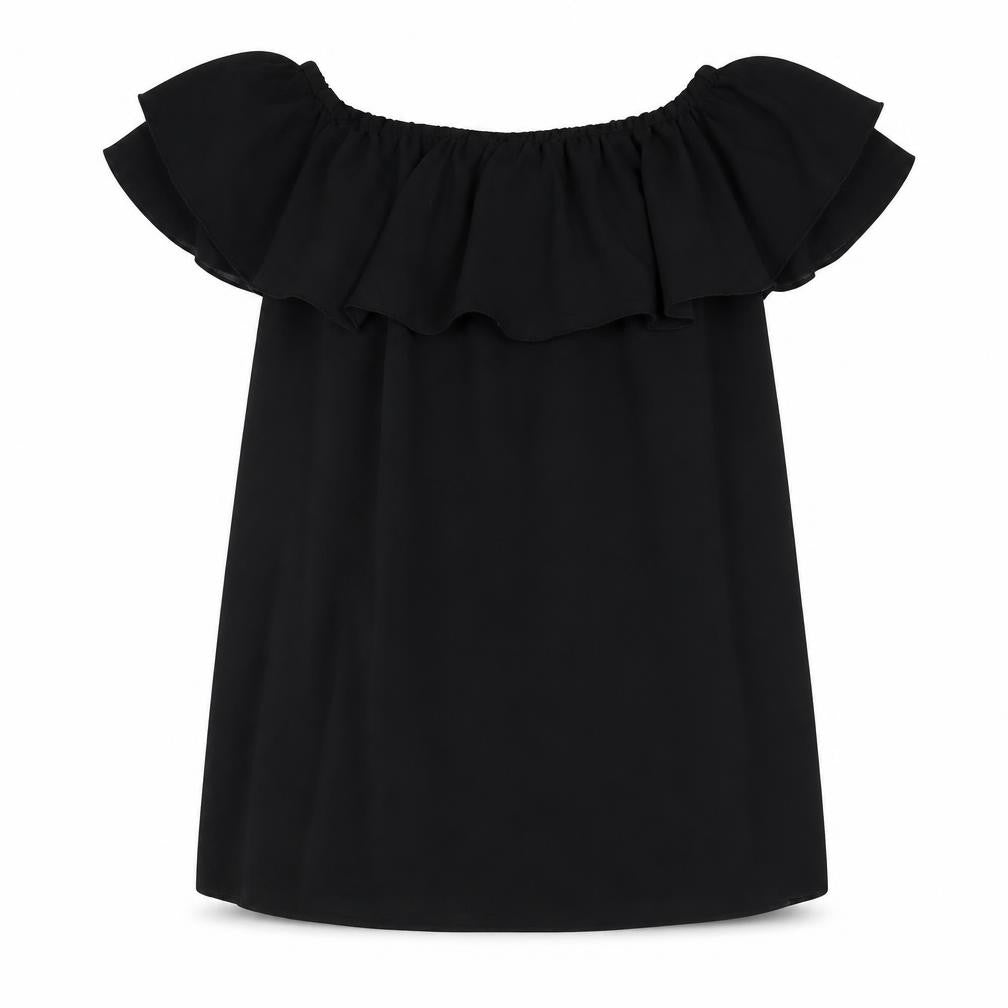 Queenie Womens Black Polyester Mini Size M Off the Shoulder Pullover - Size M-L
