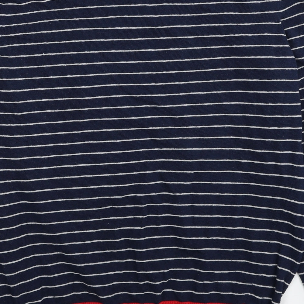 Burton Mens Blue Round Neck Striped Polyester Pullover Jumper Size M Long Sleeve