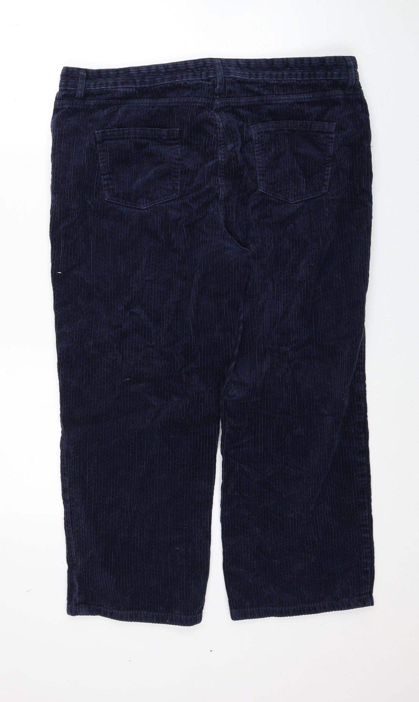 Marks and Spencer Womens Blue Cotton Trousers Size 16 Regular Zip