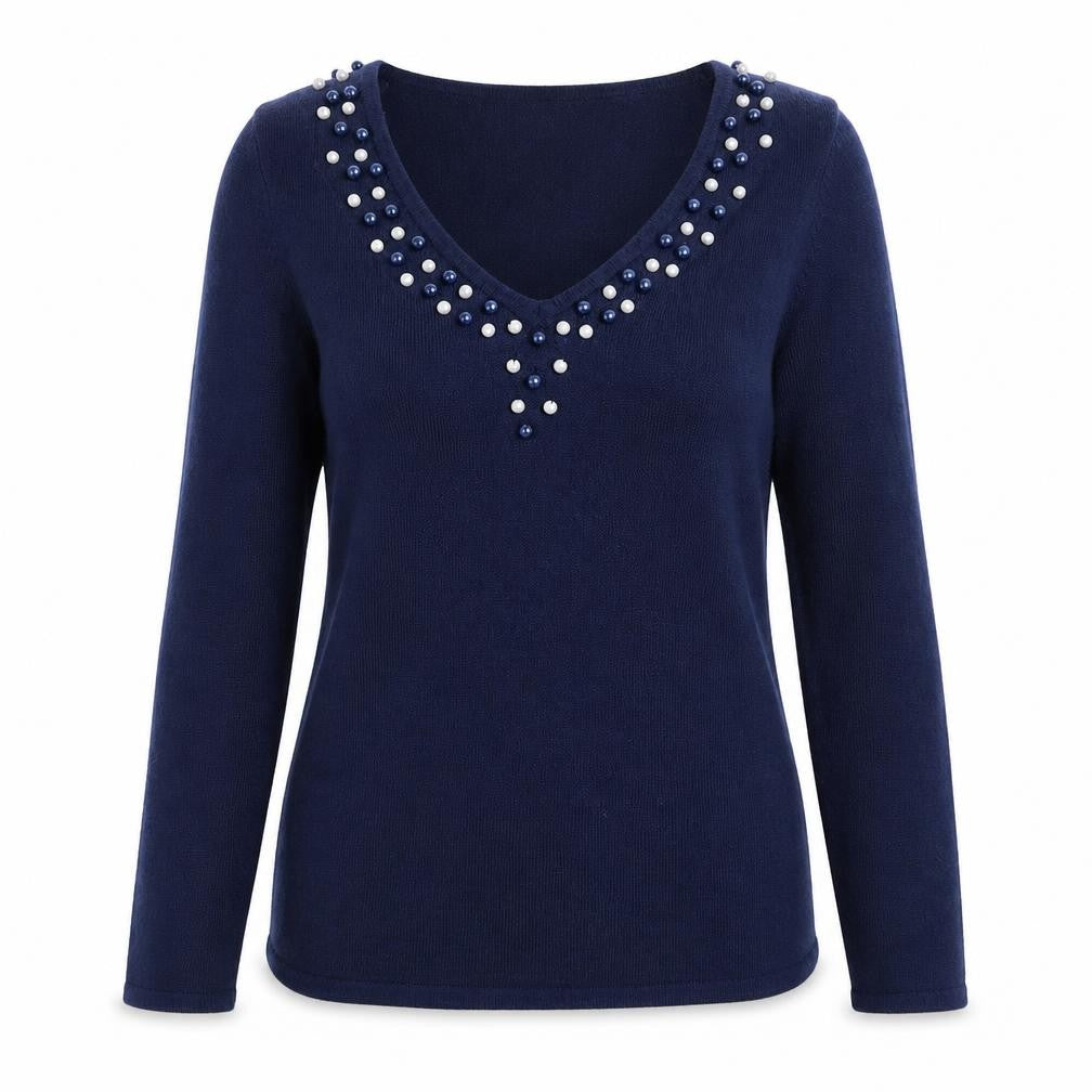 Klass Womens Blue V-Neck Acrylic Pullover Jumper Size S