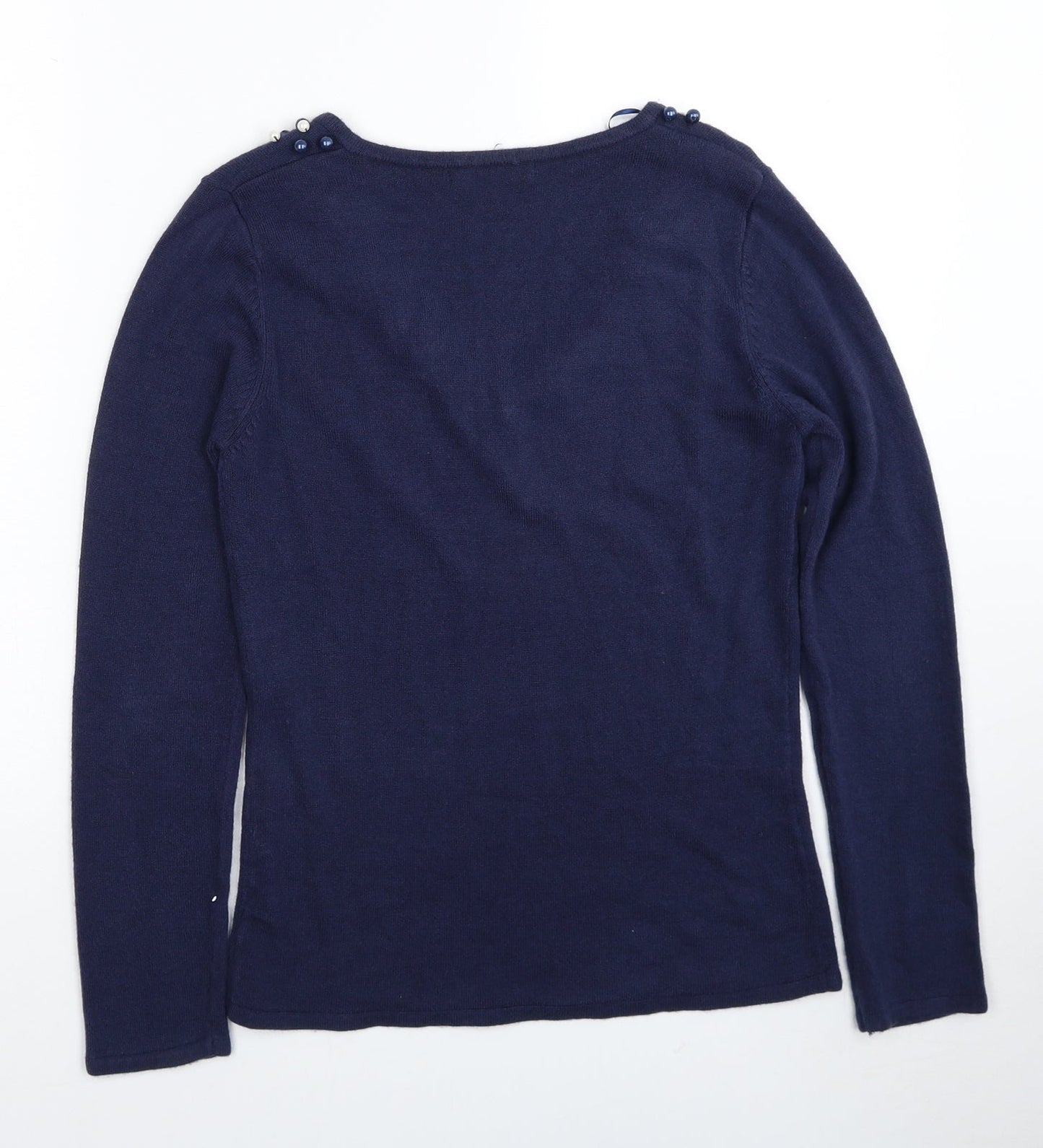 Klass Womens Blue V-Neck Acrylic Pullover Jumper Size S