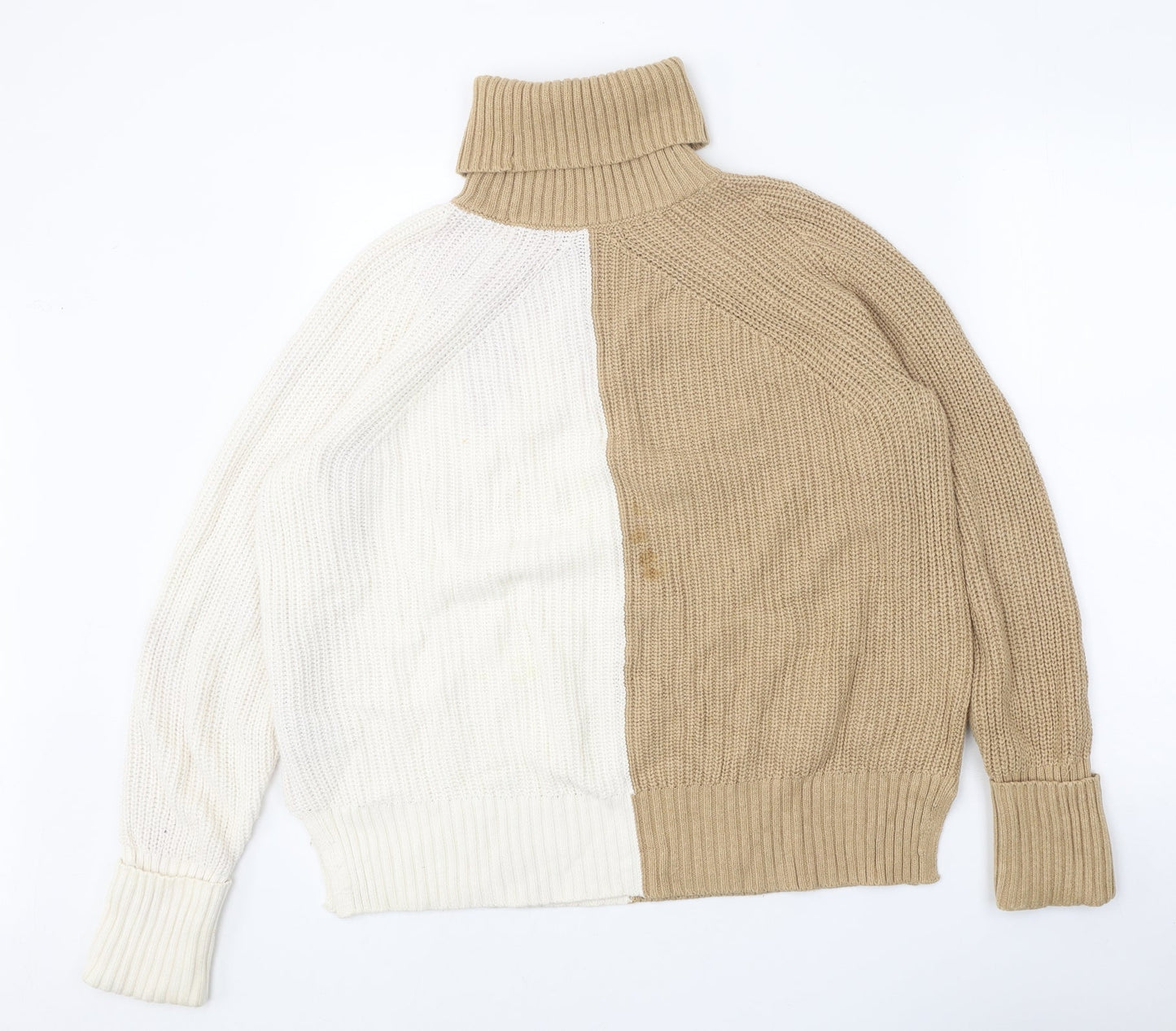 Marks and Spencer Womens Brown Roll Neck Cotton Pullover Jumper Size M
