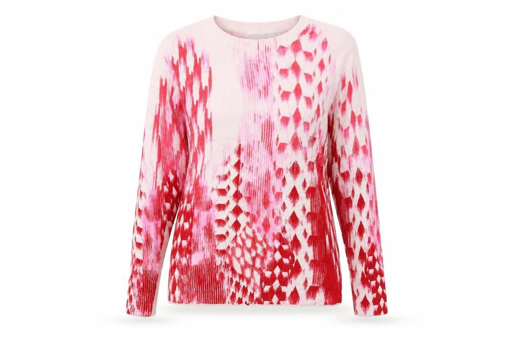 Gerard Womens Red Round Neck Geometric Viscose Pullover Jumper Size L