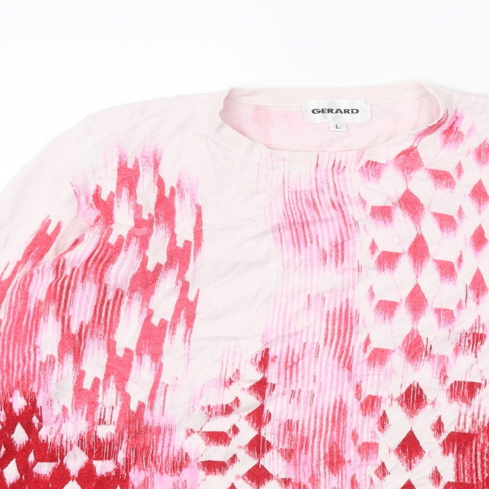 Gerard Womens Red Round Neck Geometric Viscose Pullover Jumper Size L