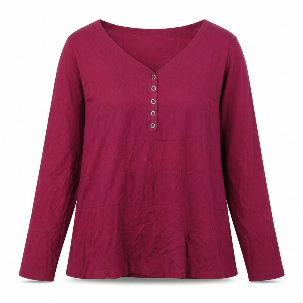 Cha Cha Womens Pink V-Neck Cotton Pullover Jumper Size L - Snap Closure