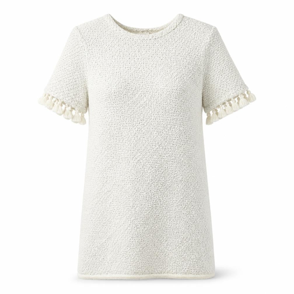 River Island Womens White Geometric Acrylic A-Line Size 6 Round Neck Pullover