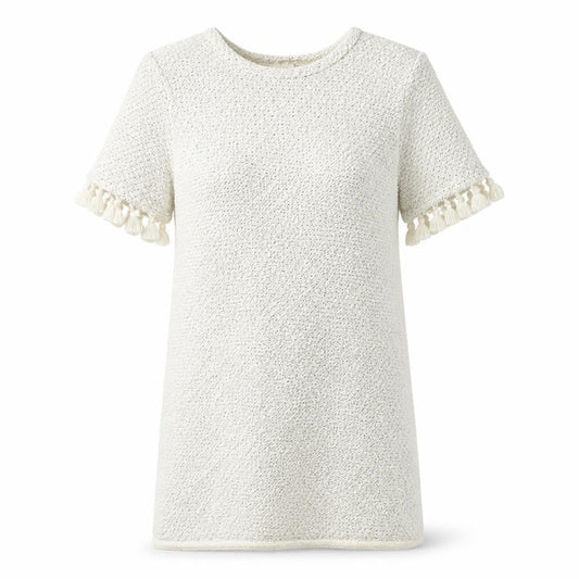 River Island Womens White Geometric Acrylic A-Line Size 6 Round Neck Pullover