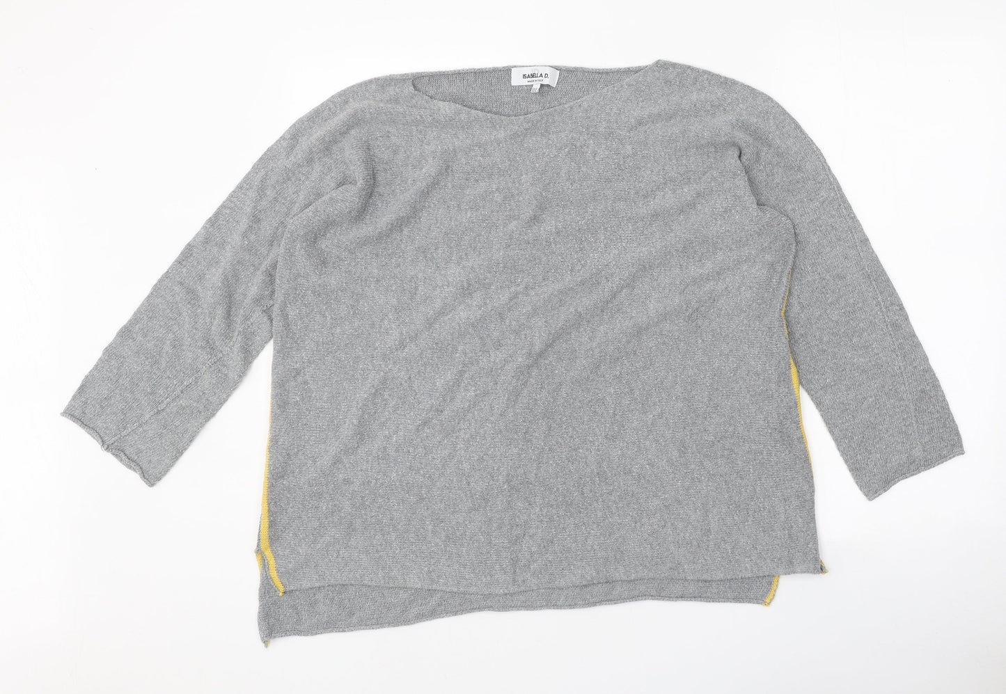 Isabella D Womens Grey Boat Neck Acrylic Pullover Jumper Size M