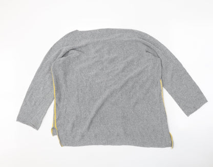 Isabella D Womens Grey Boat Neck Acrylic Pullover Jumper Size M