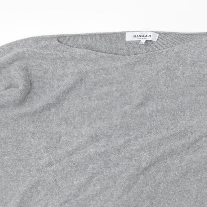 Isabella D Womens Grey Boat Neck Acrylic Pullover Jumper Size M