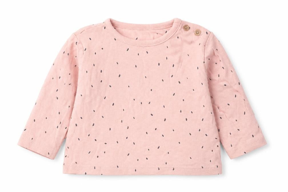 Marks & Spencer Girls Pink Geometric 100% Cotton Basic T-Shirt Size 3-6 Months Round Neck Button