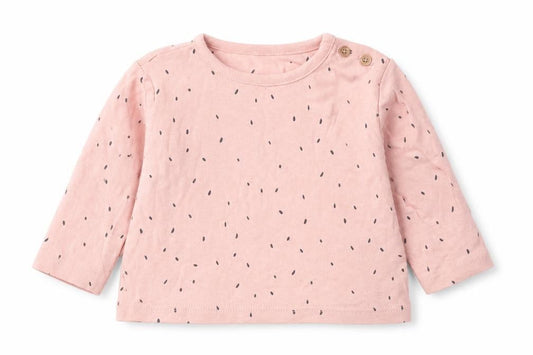 Marks & Spencer Girls Pink Geometric 100% Cotton Basic T-Shirt Size 3-6 Months Round Neck Button