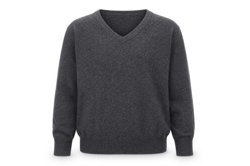 Marks & Spencer Girls Grey V-Neck Cotton Pullover Jumper Size 5-6 Years Pullover