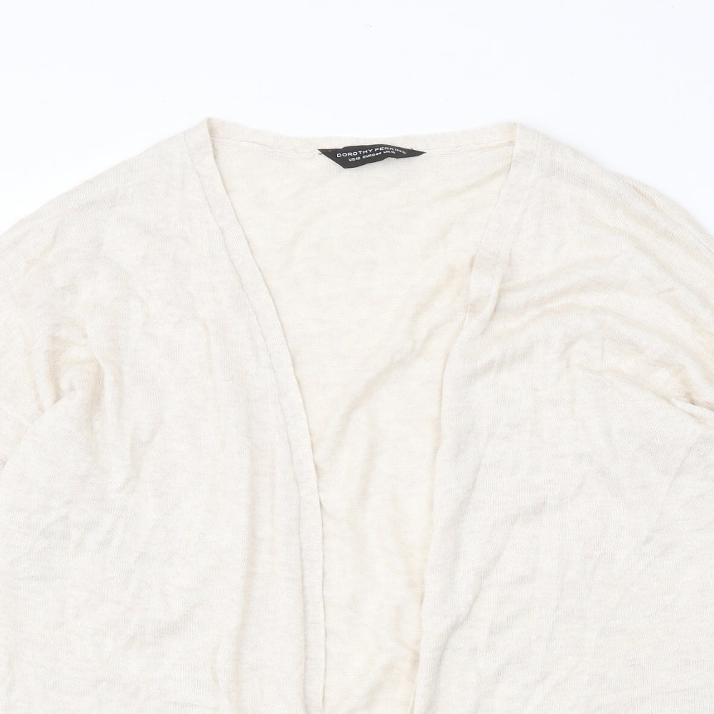 Dorothy Perkins Womens Beige V-Neck Viscose Cardigan Jumper Size 16 - Lace Trim Detail
