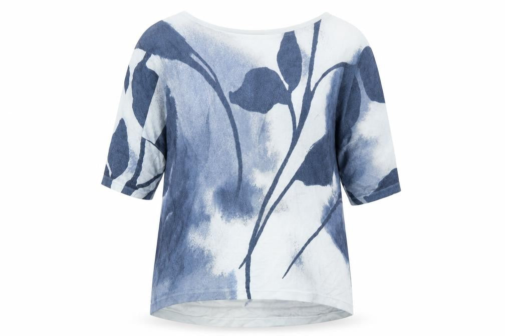 Phase Eight Womens Blue Round Neck Floral Cotton Pullover Jumper Size S