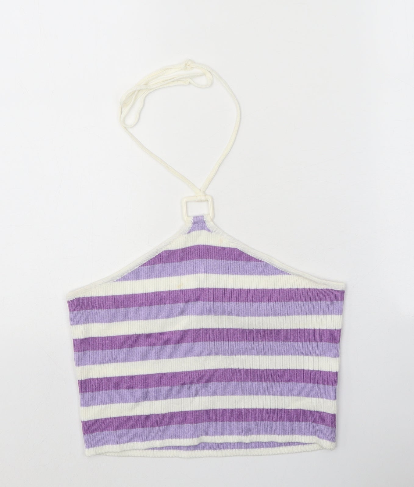 Divided Womens Purple Striped Viscose Basic Tank Size M Halter