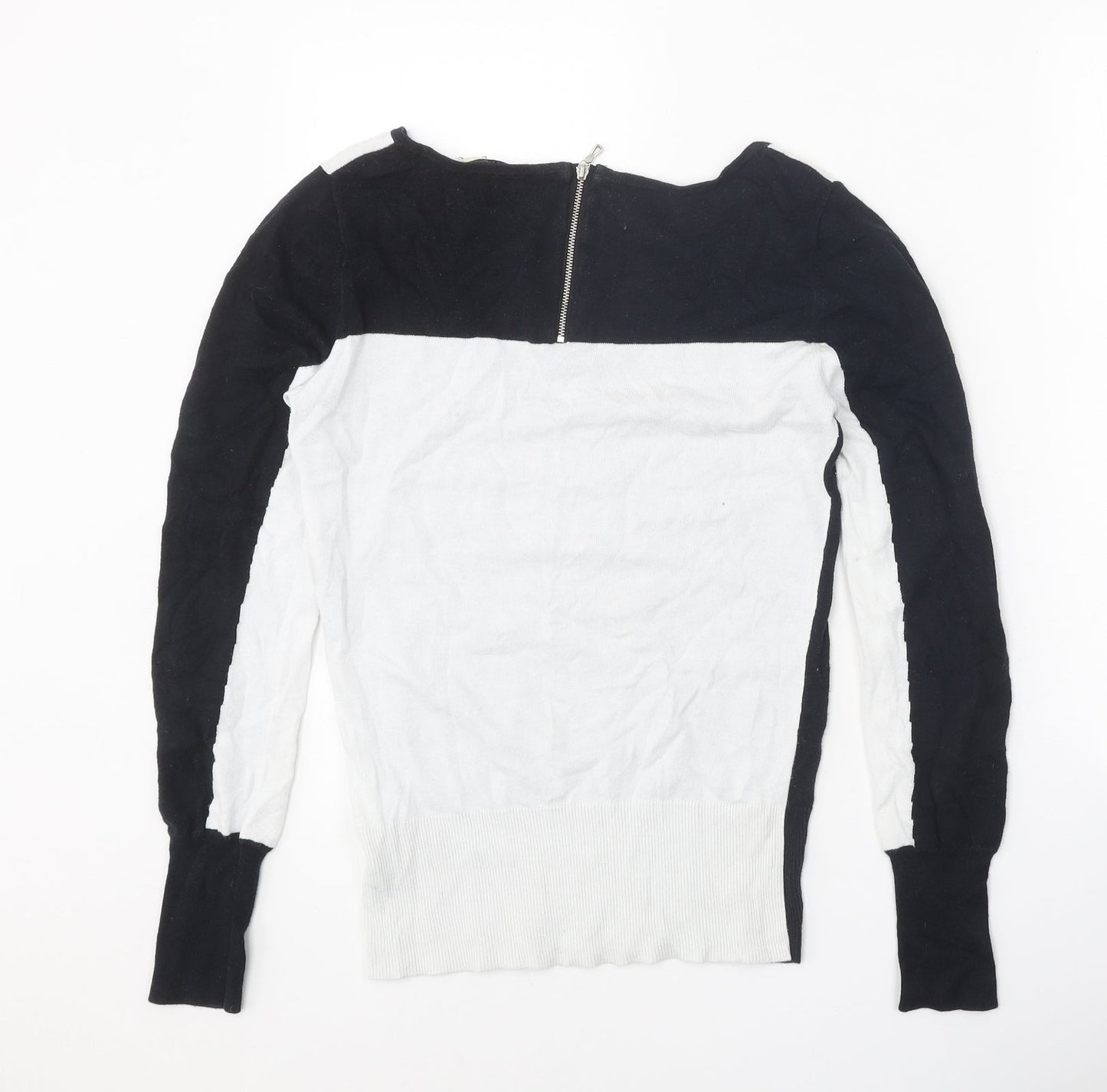 Oasis Womens Black Round Neck Cotton Pullover Jumper Size S