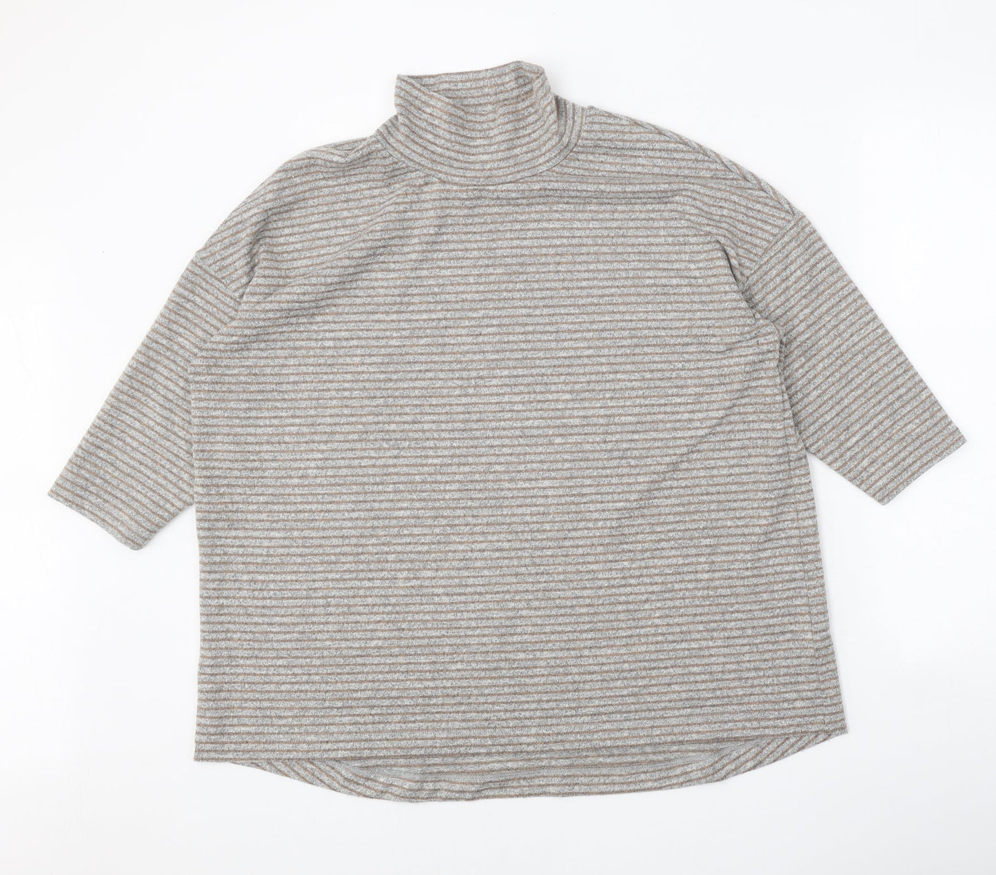 Marks and Spencer Womens Grey Mock Neck Polyester Pullover Jumper Size 16