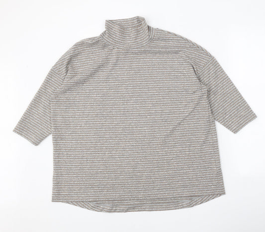 Marks and Spencer Womens Grey Mock Neck Polyester Pullover Jumper Size 16