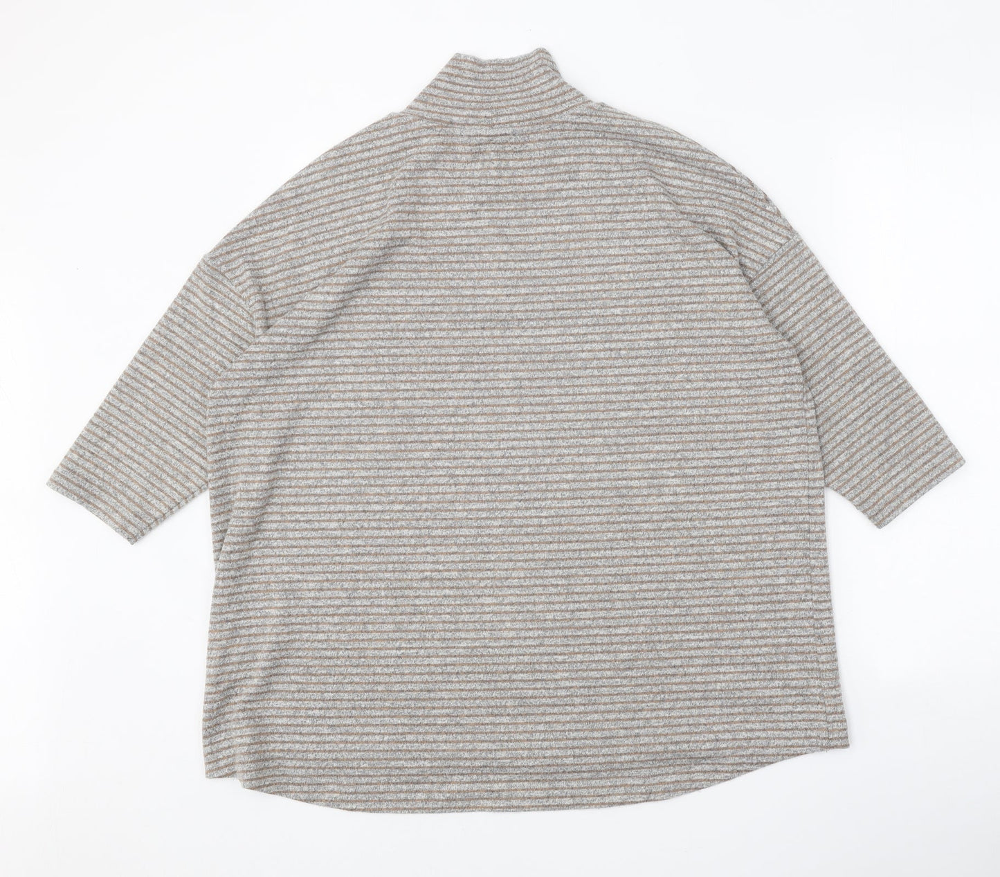 Marks and Spencer Womens Grey Mock Neck Polyester Pullover Jumper Size 16