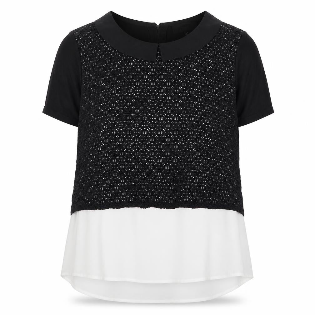 NEXT Womens Black Scoop Neck Geometric Cotton Pullover Jumper Size 14