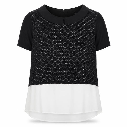 Next Womens Black Scoop Neck Geometric Cotton Pullover Jumper Size 14