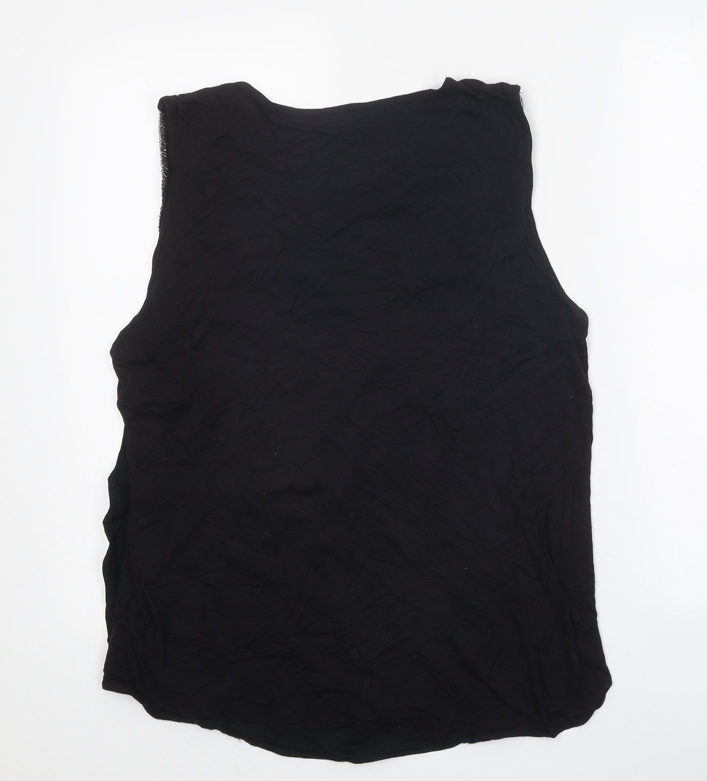 Zara Womens Black Polyester Basic Tank Size S Round Neck