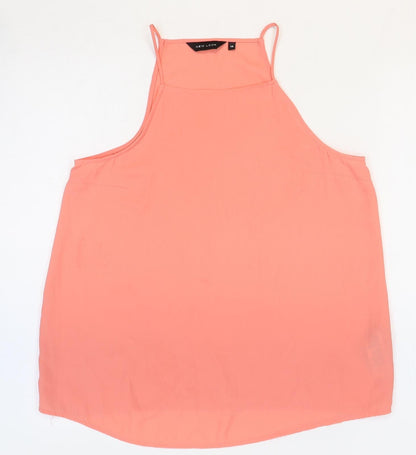 New Look Womens Pink Polyester Basic Tank Size 10 Square Neck