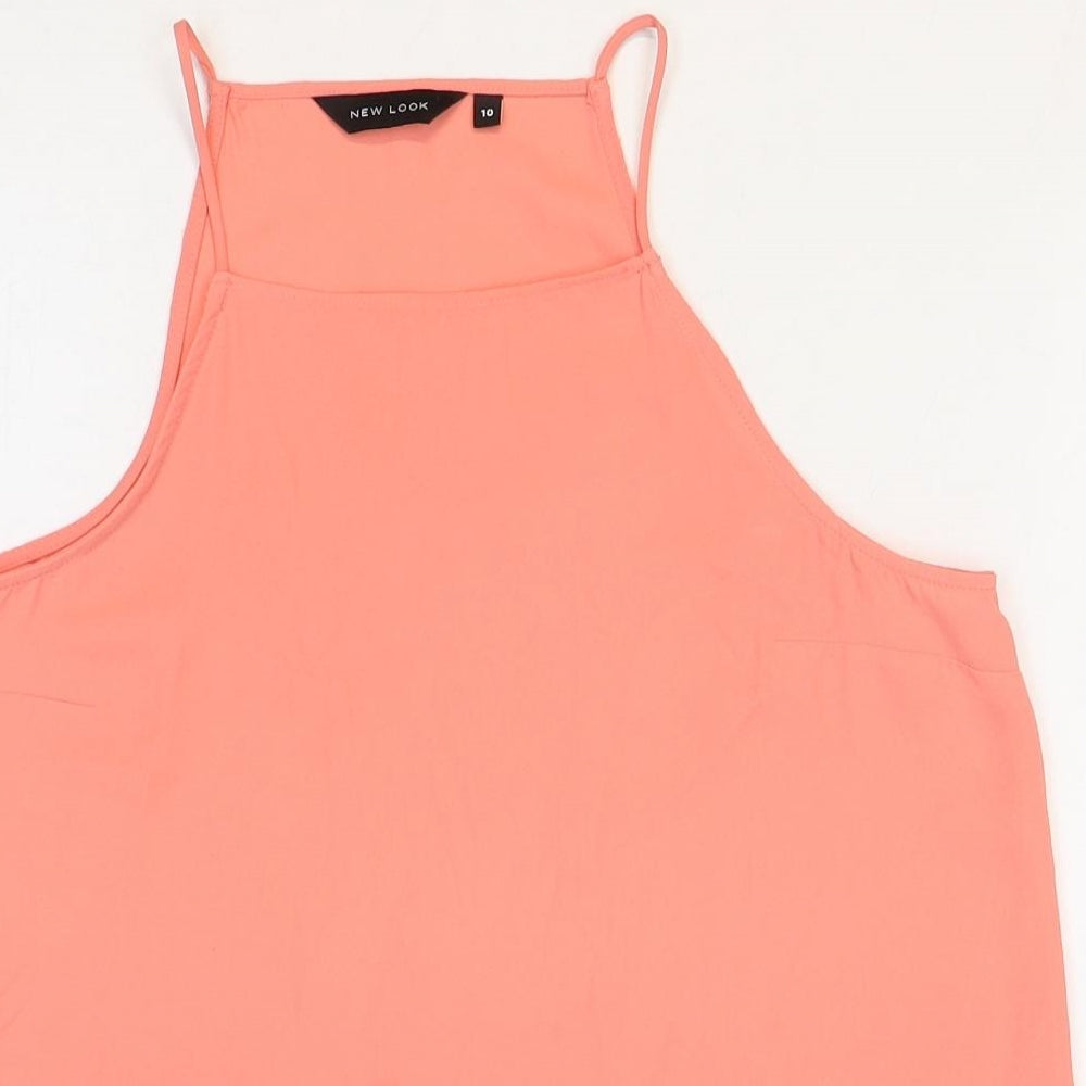 New Look Womens Pink Polyester Basic Tank Size 10 Square Neck