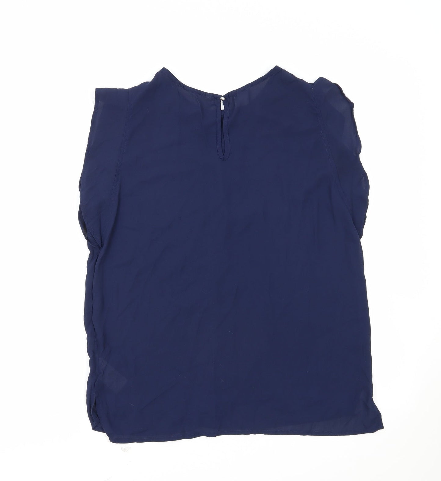 CALLIOPE Womens Blue Viscose Basic Blouse Size M Boat Neck - Pleat Detail