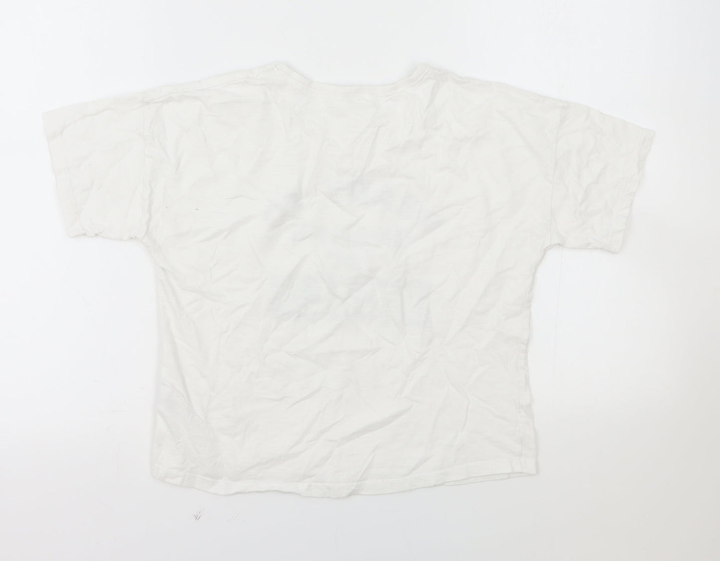 M&Co Boys White Cotton Basic T-Shirt Size 11-12 Years Round Neck Pullover - Ready to Change the World
