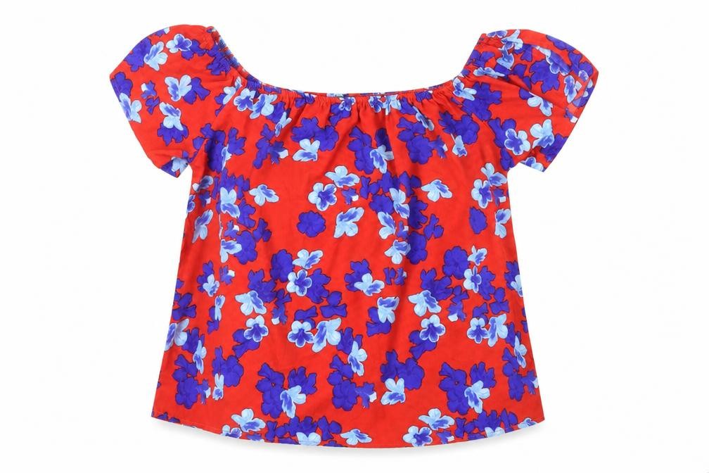 Primark Womens Red Floral Viscose Basic Blouse Size 14 Off the Shoulder