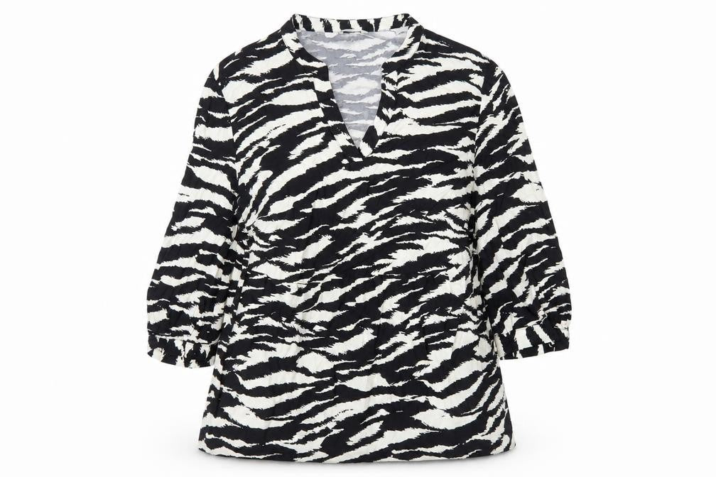 George Womens Black Animal Print Viscose Basic Blouse Size 10 V-Neck - Zebra Print