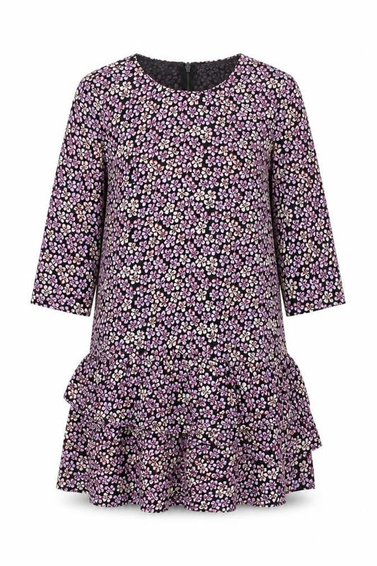 Great Plains Womens Black Floral Polyester Trapeze & Swing Size 10 Round Neck Zip