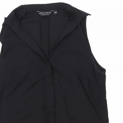 Dorothy Perkins Womens Black Viscose Basic Tank Size 12 Collared