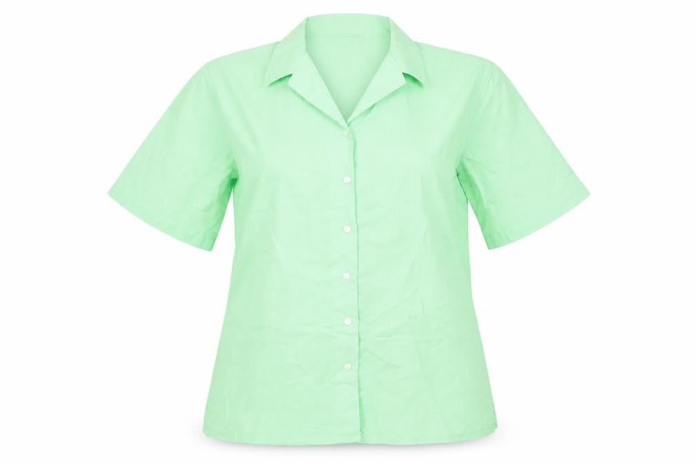 Trutex Womens Green Polyester Basic Button-Up Size M Collared
