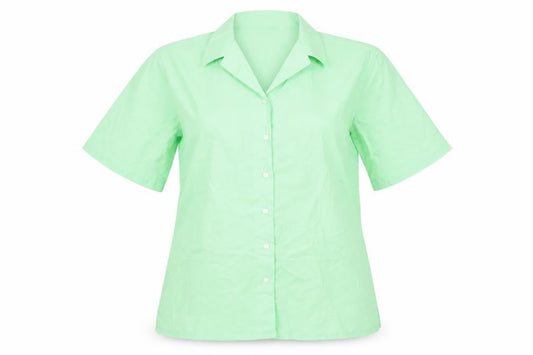 Trutex Womens Green Polyester Basic Button-Up Size M Collared