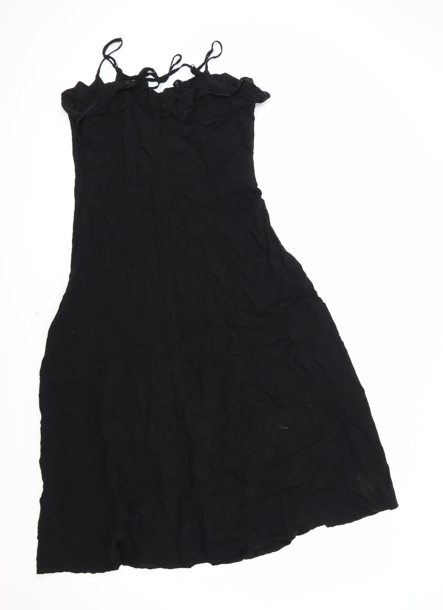 Warehouse Womens Black Viscose A-Line Size 12 Square Neck Zip